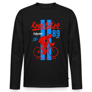 Cyclisme - T-shirt manches longues Premium bio Homme - noir - Devant - Nico (187cm)