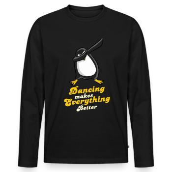 Doublage cadeau de danse pingouin dubstep - T-shirt manches longues Premium bio Homme - noir - Devant - Nico (187cm)