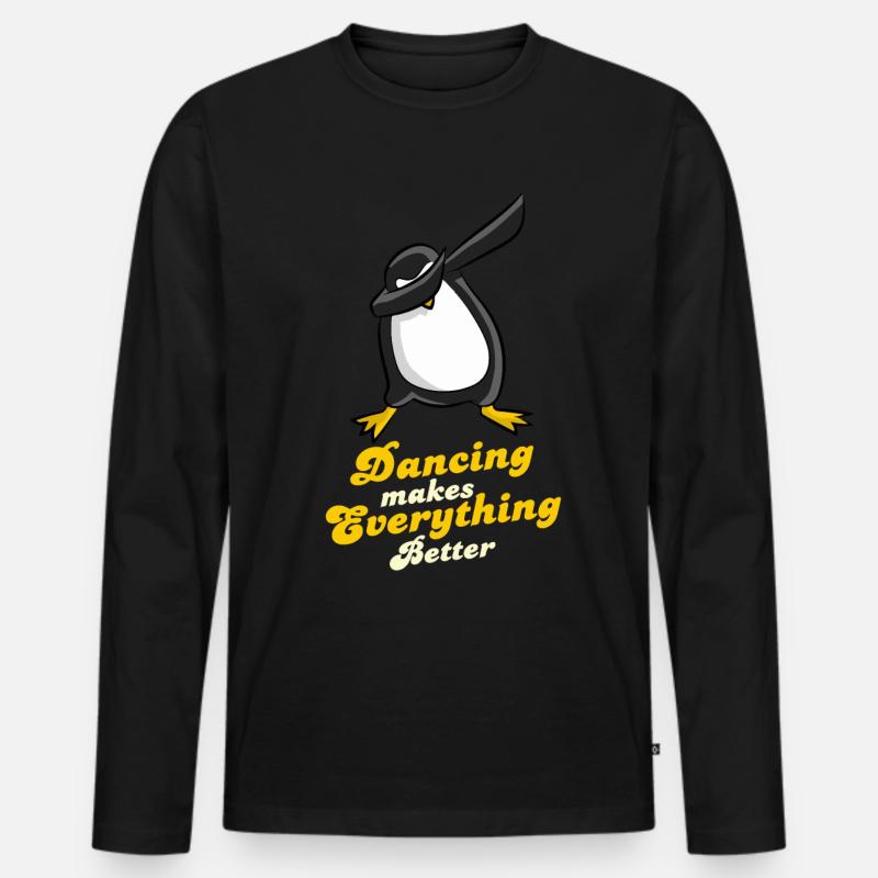 Dubbing Pinguin Dubstep Tanzen Geschenk - Männer Premium Bio Langarmshirt - Schwarz