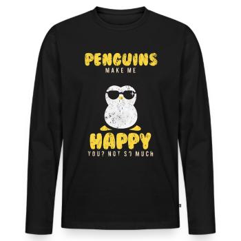 Pinguin - Männer Premium Bio Langarmshirt - Schwarz - Vorne - Nico (187cm)