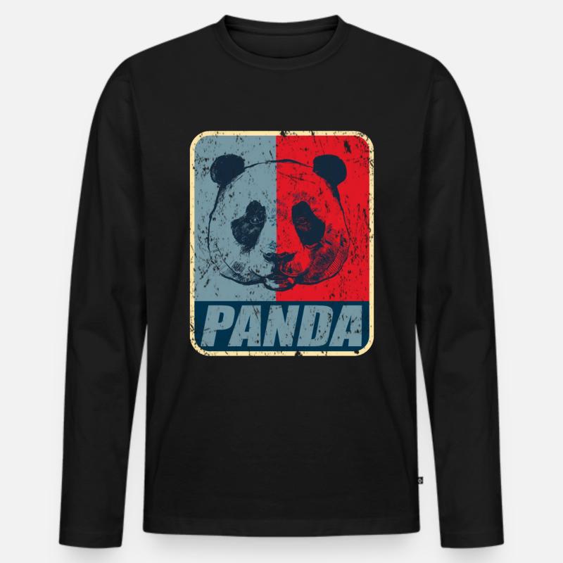 Panda - Männer Premium Bio Langarmshirt - Schwarz