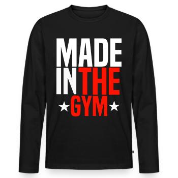 Gym - Men's Premium Organic Long Sleeve Shirt - black - Front - Nico (187cm)