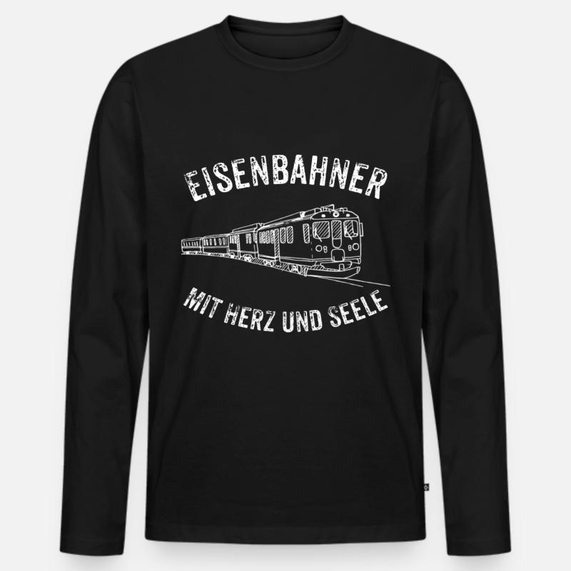 Eisenbahner - Männer Premium Bio Langarmshirt - Schwarz