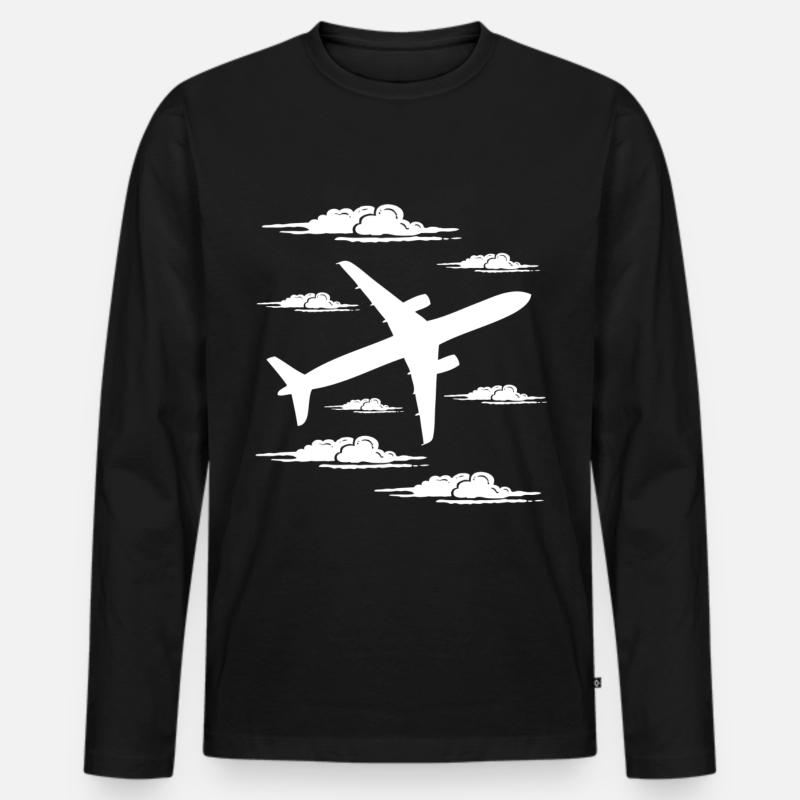 Pilot - Männer Premium Bio Langarmshirt - Schwarz