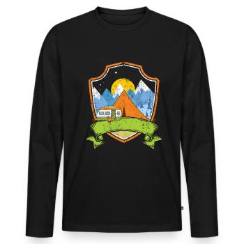 Camping - Männer Premium Bio Langarmshirt - Schwarz - Vorne - Nico (187cm)