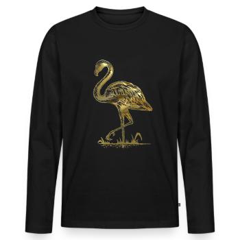 Flamingo - T-shirt manches longues Premium bio Homme - noir - Devant - Nico (187cm)