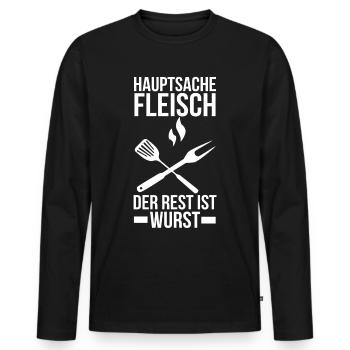 Grillen - Männer Premium Bio Langarmshirt - Schwarz - Vorne - Nico (187cm)