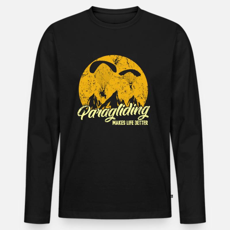 Gleitschirmfliegen - Männer Premium Bio Langarmshirt - Schwarz
