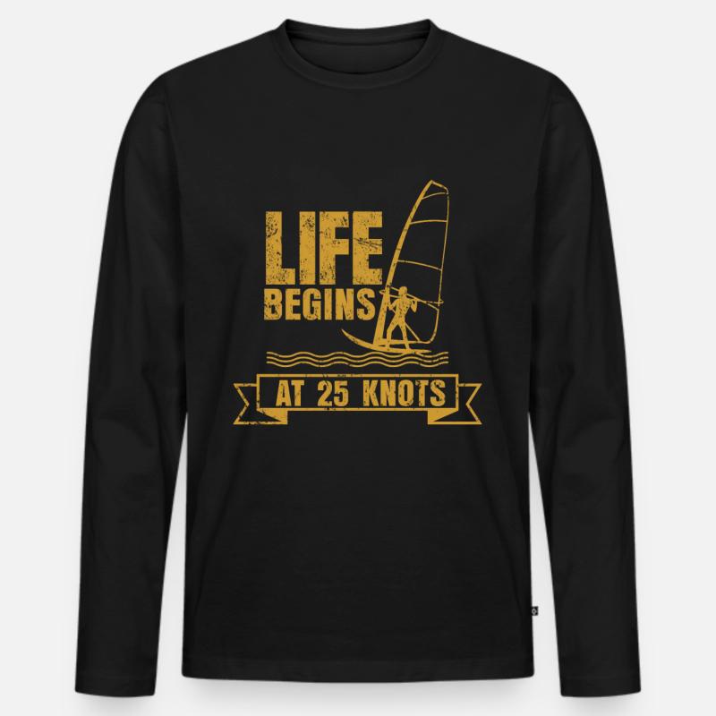 Windsurfen - Männer Premium Bio Langarmshirt - Schwarz