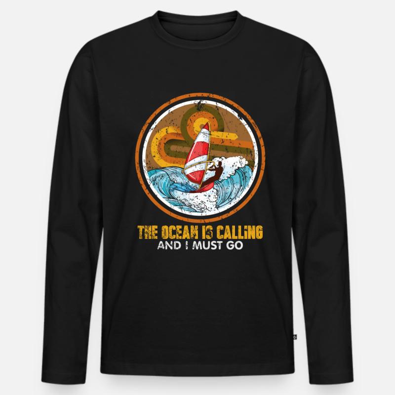 Windsurfen - Männer Premium Bio Langarmshirt - Schwarz