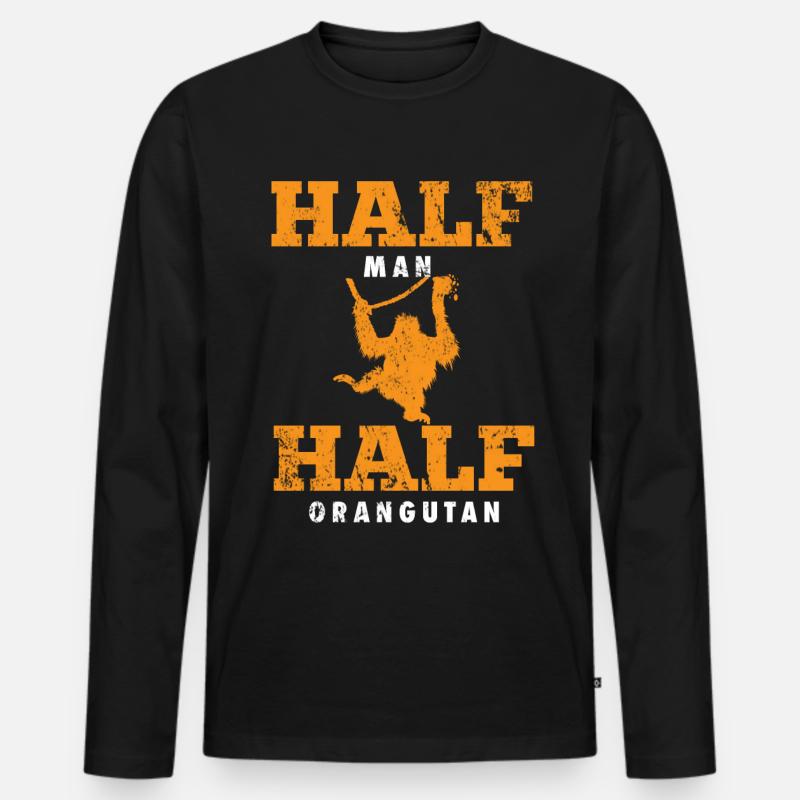 Orangutan Tierschutz - Männer Premium Bio Langarmshirt - Schwarz