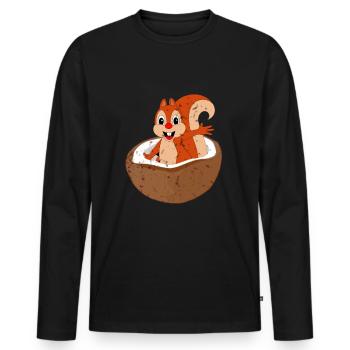 Eichhörnchen und Nuss Haselnuss Baumnuss Eichel - Männer Premium Bio Langarmshirt - Schwarz - Vorne - Nico (187cm)