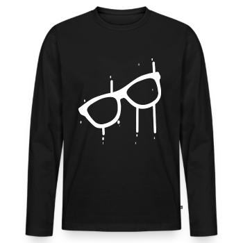 Brille - Männer Premium Bio Langarmshirt - Schwarz - Vorne - Nico (187cm)