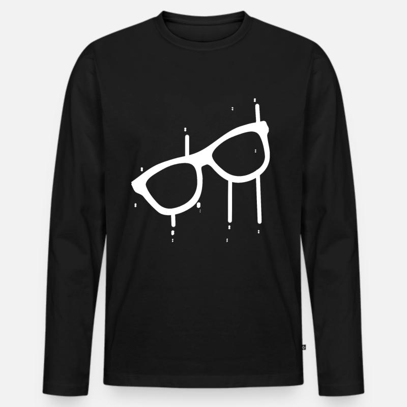 Brille - Männer Premium Bio Langarmshirt - Schwarz