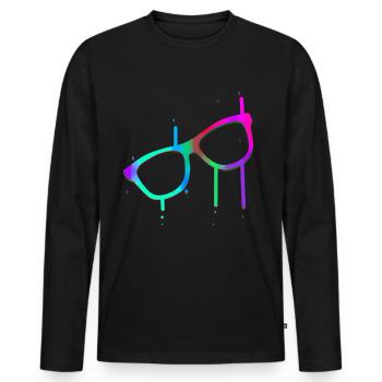 Brille - Männer Premium Bio Langarmshirt - Schwarz - Vorne - Nico (187cm)