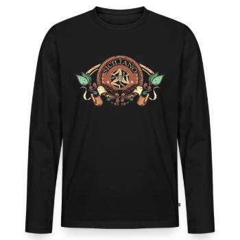 Sicily Italy Siciliano coat of arms emblem - Men's Premium Organic Long Sleeve Shirt - black - Front - Nico (187cm)