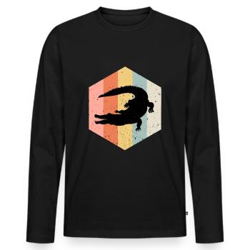 Crocodile Aligator predator reptile gift - Men's Premium Organic Long Sleeve Shirt - black - Front - Nico (187cm)