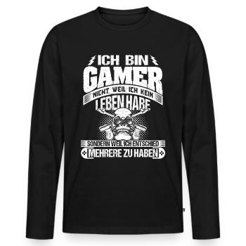 Gaming Gaming Gaming Gaming Gaming - Männer Premium Bio Langarmshirt - Schwarz - Vorne - Nico (187cm)