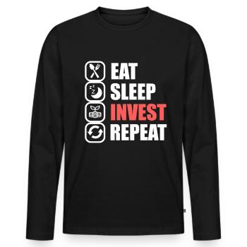Stocks Money Bourse de Bourse Dividendes Finance Gift - T-shirt manches longues Premium bio Homme - noir - Devant - Nico (187cm)