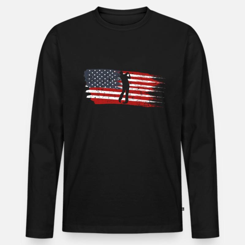 Golf Amerika - Männer Premium Bio Langarmshirt - Schwarz