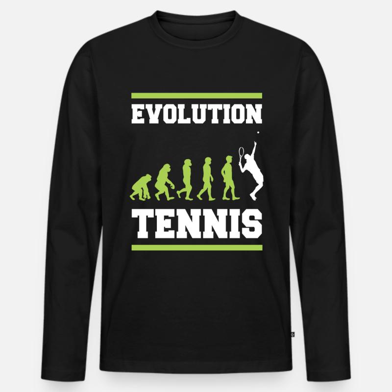 Tennis Evolution - Männer Premium Bio Langarmshirt - Schwarz