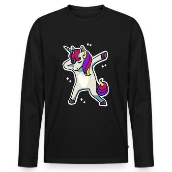 Unicorn Dance Dabbing Party Disco Electro Gift - Men's Premium Organic Long Sleeve Shirt - black - Front - Nico (187cm)