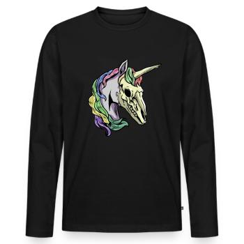 cool creepy unicorn skull skeleton - Men's Premium Organic Long Sleeve Shirt - black - Front - Nico (187cm)