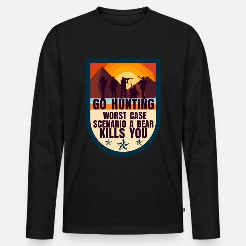 Jagen Jäger - Männer Premium Bio Langarmshirt - Schwarz