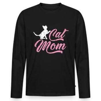 Katzen Mama - Männer Premium Bio Langarmshirt - Schwarz - Vorne - Nico (187cm)