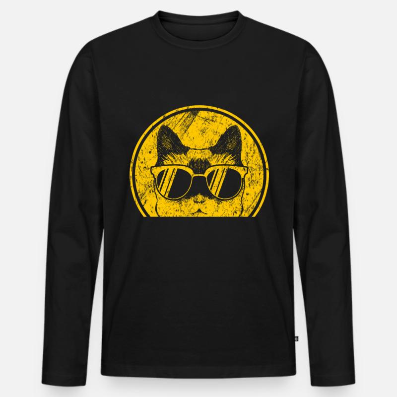 Coole Katze - Männer Premium Bio Langarmshirt - Schwarz