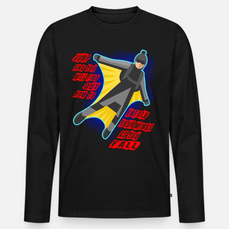 Base Jumping Fallschirm Springen Geschenk - Männer Premium Bio Langarmshirt - Schwarz
