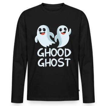 Halloween fantôme fantôme fantôme - T-shirt manches longues Premium bio Homme - noir - Devant - Nico (187cm)