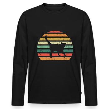 Katze Retro - Männer Premium Bio Langarmshirt - Schwarz - Vorne - Nico (187cm)