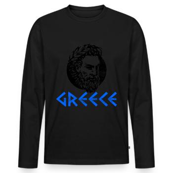 Grèce UE Europe Euro Cadeau - T-shirt manches longues Premium bio Homme - noir - Devant - Nico (187cm)