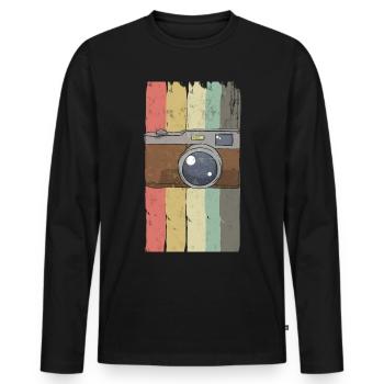 camera - Men's Premium Organic Long Sleeve Shirt - black - Front - Nico (187cm)