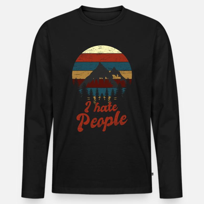 Camping I Hate People - Männer Premium Bio Langarmshirt - Schwarz