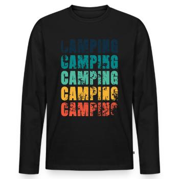 CAMPING Camping Camping Camping - Männer Premium Bio Langarmshirt - Schwarz - Vorne - Nico (187cm)