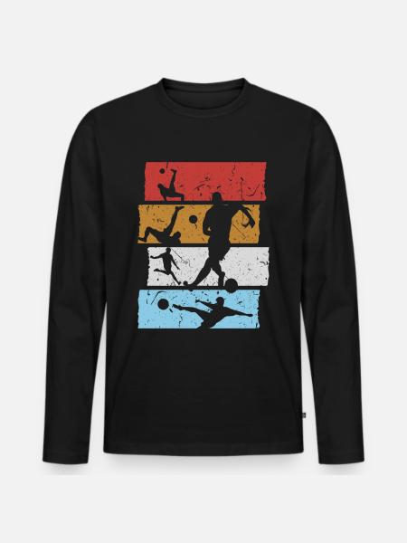 Football T-Shirt Retro Vintage Football Player - Men's Premium Organic Long Sleeve Shirt - black