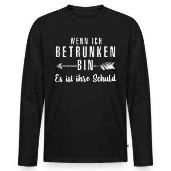 quand je suis ivre - T-shirt manches longues Premium bio Homme - noir - Devant - Nico (187cm)