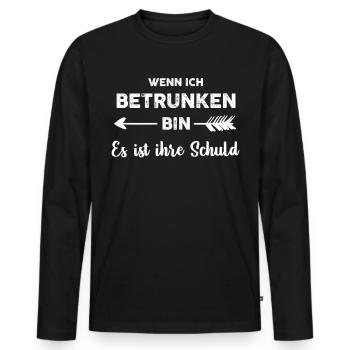 quand je suis ivre - T-shirt manches longues Premium bio Homme - noir - Devant - Nico (187cm)