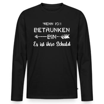 quand je suis ivre - T-shirt manches longues Premium bio Homme - noir - Devant - Nico (187cm)