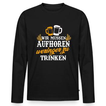 Bier Trinkspruch Alkohol deutsches Bier Geschenk - Männer Premium Bio Langarmshirt - Schwarz - Vorne - Nico (187cm)