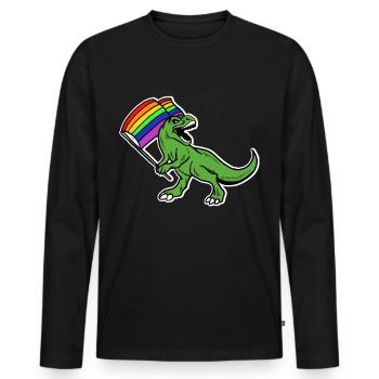 LGBT Dinosaur Gay Pride Chemise Cadeau Gay - T-shirt manches longues Premium bio Homme - noir - Devant - Nico (187cm)