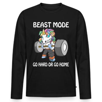 Einhorn, bodybuilder - Männer Premium Bio Langarmshirt - Schwarz - Vorne - Nico (187cm)