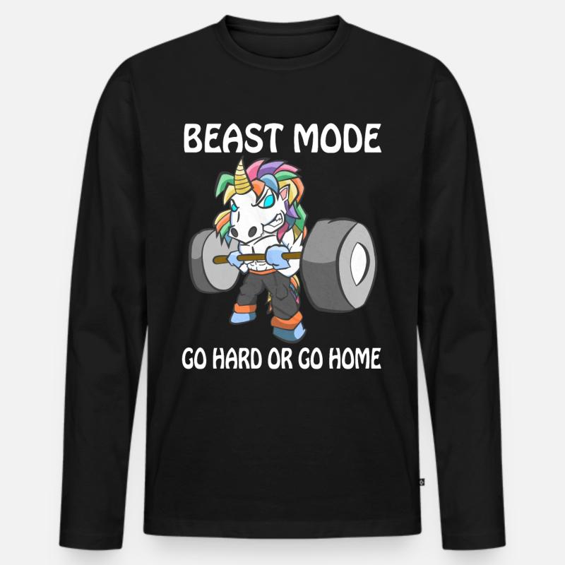 Einhorn, bodybuilder - Männer Premium Bio Langarmshirt - Schwarz