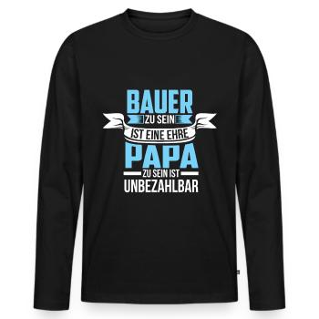 Bauer Und Papa Landwirt Vater Spruch - Männer Premium Bio Langarmshirt - Schwarz - Vorne - Nico (187cm)