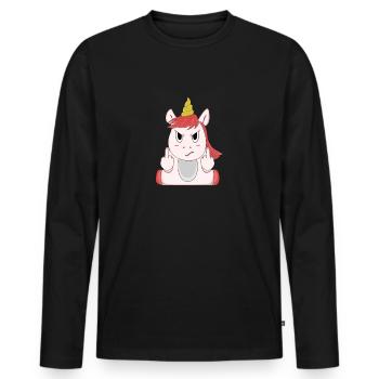 Angry Unicorn Sweet Sour Unicorn Evil Gift - Men's Premium Organic Long Sleeve Shirt - black - Front - Nico (187cm)