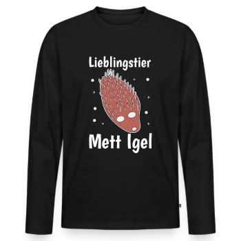Lieblingstier Mettigel Fleischesser Fleischfresser - Männer Premium Bio Langarmshirt - Schwarz - Vorne - Nico (187cm)