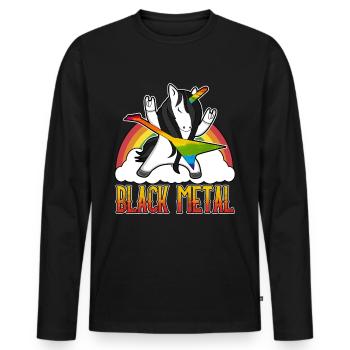 Black Metal Deathmetal Metalcore Rocker Unicorn - T-shirt manches longues Premium bio Homme - noir - Devant - Nico (187cm)