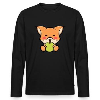 Cute Fox Süßer Fuchs Füchschen Grafik - Männer Premium Bio Langarmshirt - Schwarz - Vorne - Nico (187cm)
